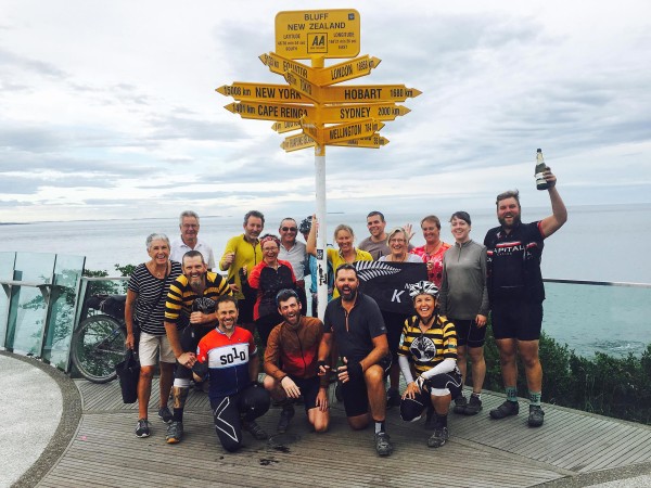 TA riders arriving the Bluff finish line – 3000km from Cape Reinga! (Marilyn Northcote) TA riders arriving the Bluff finish line – 3000km from Cape Reinga! (Marilyn Northcote)